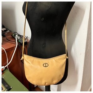 Authentic Vintage Dior Beige Leather Cross Body Women Handbag